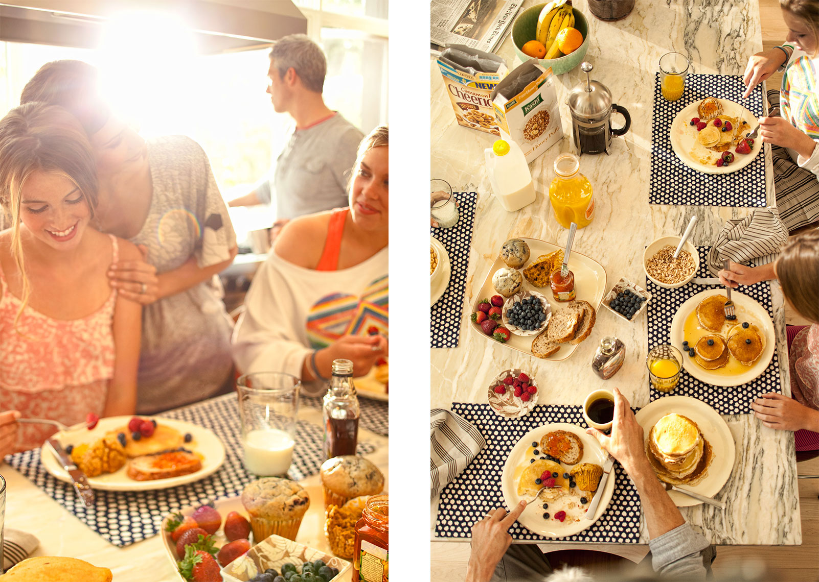 Environmental Lifestyle  shoot with caucasian family at breakfast
