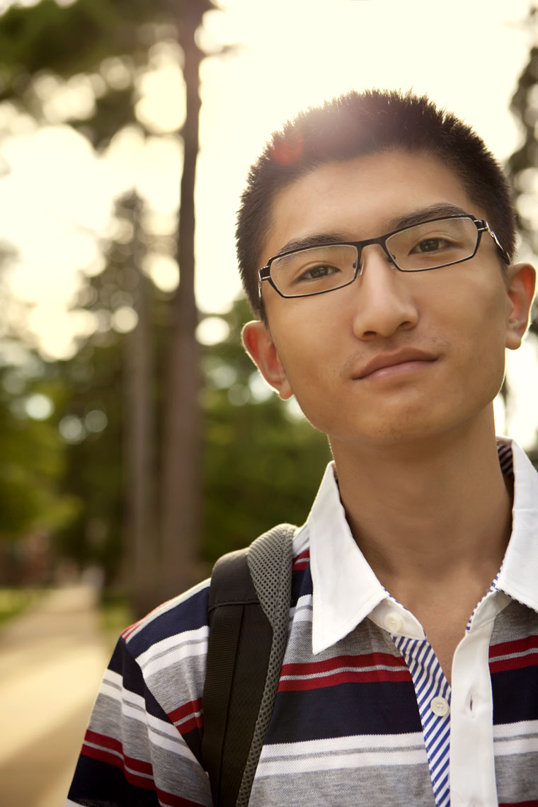 Editorial lifestyle photography of a male asian student for a university